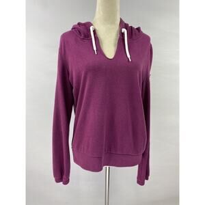 Victoria's Secret VS Pink Hoodie Sweatshirt Dark Purple Large Logo Down Arm